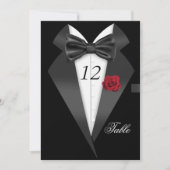 フォーマル タキシード ブラック テーブル ナンバー 席 2 招待状 (正面)