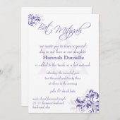 フォーマル パープル フローラル バット ミッツヴァ 招待状 (正面/裏面)