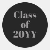 フォーマル ブラック グレー カスタム 20YY 年度卒業クラス ラウンドシール (正面)
