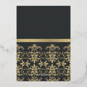 フォーマル ブラック ゴールド ダマスク クラシック ワークショップ イベント 箔招待状 (裏面)