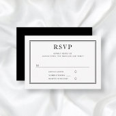フォーマル ブラック＆ホワイトの結婚式の返信はがき 出欠カード