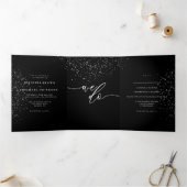 フォーマル ブラック モダン ドット 結婚式 三つ折りカード (内部)
