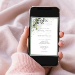 フォーマル ボタニカル グリーンナリー フローラル ウォーターカラー 招待状