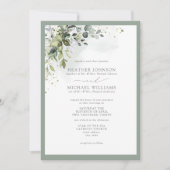 フォーマル ボタニカル グリーンナリー フローラル ウォーターカラー 招待状 (正面)