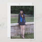 フォーマル ミニマル フォト スクリプト 卒業パーティー 招待状 (裏面)