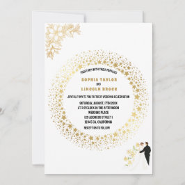フォーマル，白エレガントと金ゴールドモノグラム結婚の 招待状