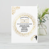 フォーマル，白エレガントと金ゴールドモノグラム結婚の 招待状 (スタンド正面)