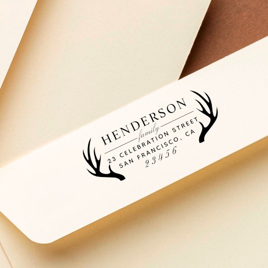 フォーマル〔雄ジカの〕枝角ファミリー名&カスタム差出人住所 セルフインキングスタンプ