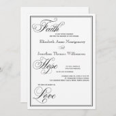 フォーマルFaith Hope Love Script結婚式招待状 招待状 (正面/裏面)