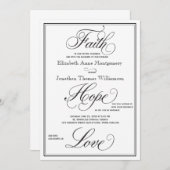 フォーマルFaith Hope Love Script結婚式招待状 招待状 (正面/裏面)