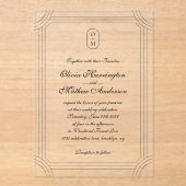 フォーマルScript with/Geometric Frame Monogram 結婚's アクリル招待状 (正面)