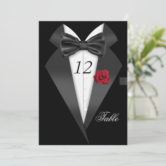 フォーマルTuxedoブラックテーブル番号座席場所2 招待状 (スタンド正面)