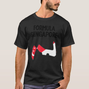 フォーミュラ・シンガポール国旗のレーシングサーキットカーマップ・グランズ Tシャツ