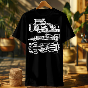 フォーミュラ・レーシングカーのシルエット・メカニカル・ギフト Tシャツ