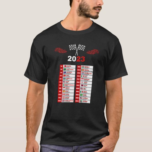 フォーミュラ・レーシング・オープンホイールレースカーファン2023世界 Tシャツ (正面)