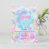 フォーム誕生日パーティープールスプラッシュパッド絞り染めグロー 招待状 (スタンド正面)