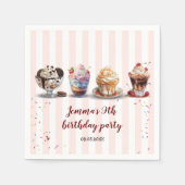 フォーメイクアイスクリームサンデー誕生日 スタンダードカクテルナプキン (正面)