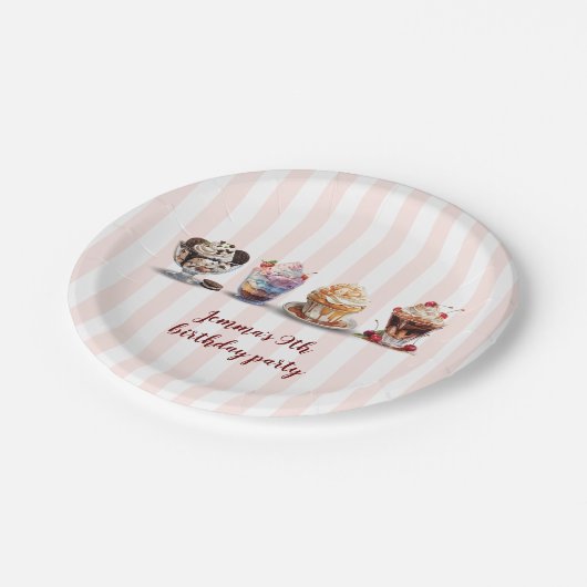 フォーメイクアイスクリームサンデー誕生日 ペーパープレート (アングル)