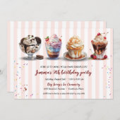 フォーメイクアイスクリームサンデー誕生日 招待状 (正面/裏面)