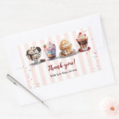 フォーメイクアイスクリームサンデー誕生日 長方形シール (封筒)