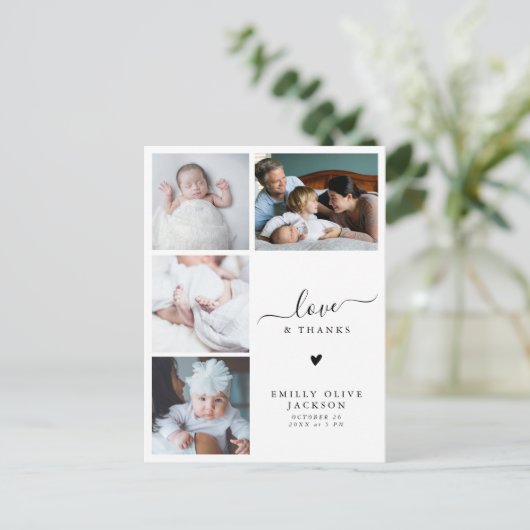 フォーモダンエレガントフォト新生児ありがとう ポストカード (スタンド正面)