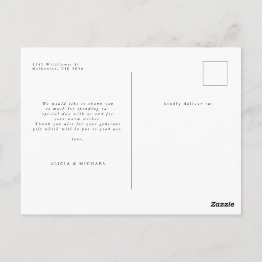 フォーモダンエレガントフォト新生児ありがとう ポストカード (裏面)