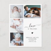 フォーモダンエレガントフォト新生児ありがとう ポストカード (正面)