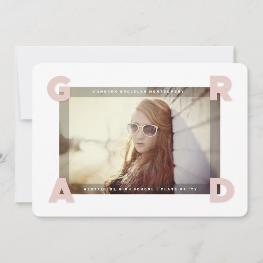 フォーモダンコーナーGRADシンプル写真卒業 案内状 (正面)