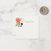 フォーラル水結婚色の有難う/ようこそ ノートカード (正面/裏面インサイチュ)