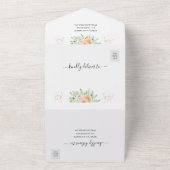 フォーラル赤面ピンク結婚式招待状オールインワン オールインワン招待状 (外側)