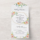 フォーラル赤面ピンク結婚式招待状オールインワン オールインワン招待状 (内側)