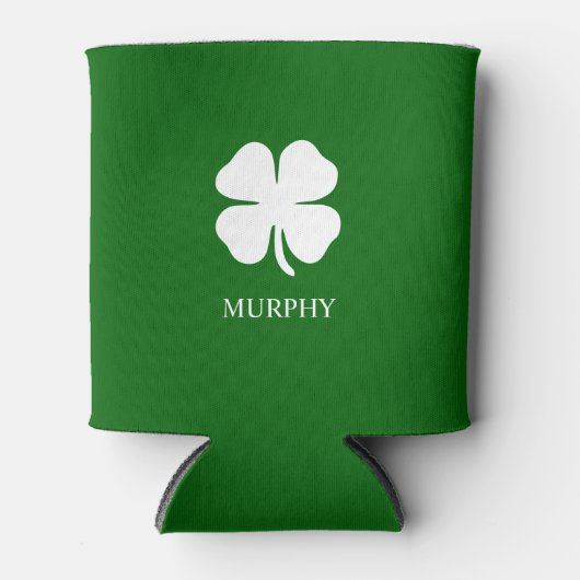 フォーリーフクローバーグリーンアイリッシュビパーソナライズされたール 缶クーラー (正面)