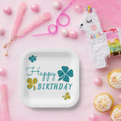 フォーリーフクローバーシャムロックハッピーバースデー ペーパープレート (パーティー)