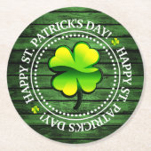 フォーリーフクローバーハッピーセントパトリックの日 ラウンドペーパーコースター (正面)