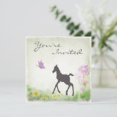 フォールかわいらしと蝶の馬のベビーシャワー招待状 招待状 (スタンド正面)