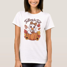 フォールに恋する かわいいアヒル Tシャツ