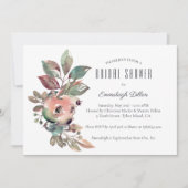 フォールインラブウォーターカラーフローラブライダルシャワー 招待状 (正面)