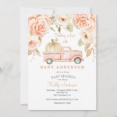 フォールインラブピーチベビーシャワー招待状 招待状 (正面)