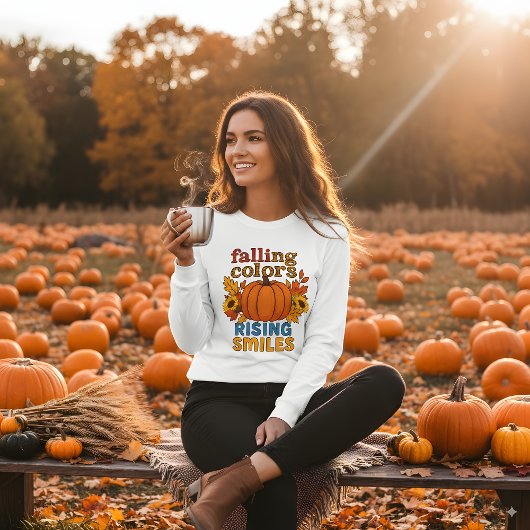 フォールカラーズライジングスマイル秋引用文 Tシャツ