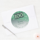 フォールグリーングリッター100誕生日感謝してい ラウンドシール (封筒)