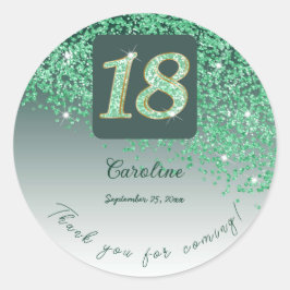 フォールグリーングリッター18誕生日 ラウンドシール