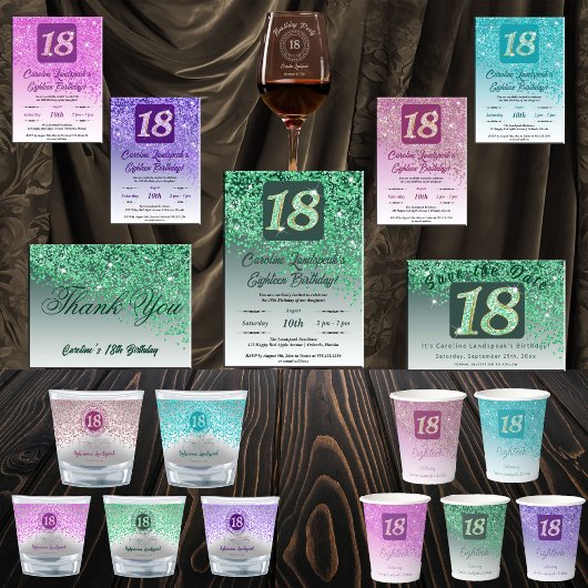 フォールグリーングリッター18thバースデーパーティー 招待状