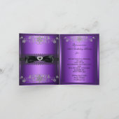 フォールディングカードキンセアニェラパープルグリッターティアラ 招待状 (内部)