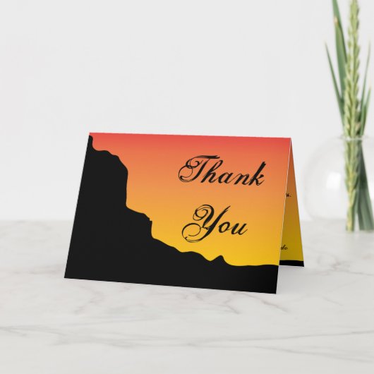 フォールドサンキューカードデザートマウンテンサンセットレッドW サンキューカード (正面)