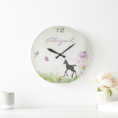 フォールパーソナライズされたとバタフライの壁時計 ラージ壁時計 (ホーム)