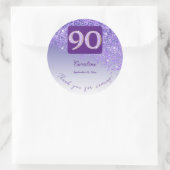 フォールパープルグリッター90誕生日感謝してい ラウンドシール (バッグ)