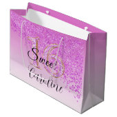フォールピンクグリッタースイーツ16誕生日 ラージペーパーバッグ (正面アングル)
