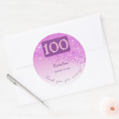 フォールピンクグリッター100誕生日感謝してい ラウンドシール (封筒)