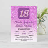 フォールピンクグリッター18th誕生日パーティー 招待状 (スタンド正面)