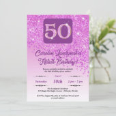 フォールピンクグリッター50th誕生日パーティー 招待状 (スタンド正面)